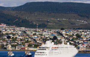 Punta Arenas with a visiting cruise vessel 
