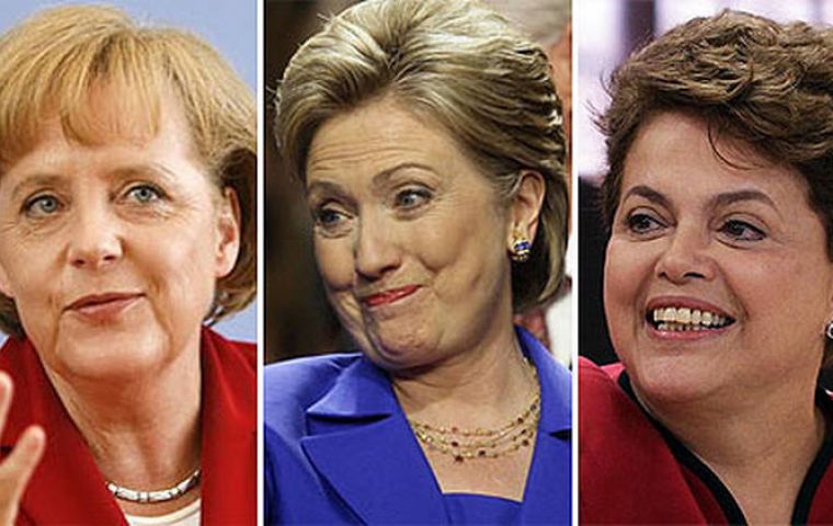 The German chancellor dominates the Euro area, Hillary US policy and Dilma the sixth world economy