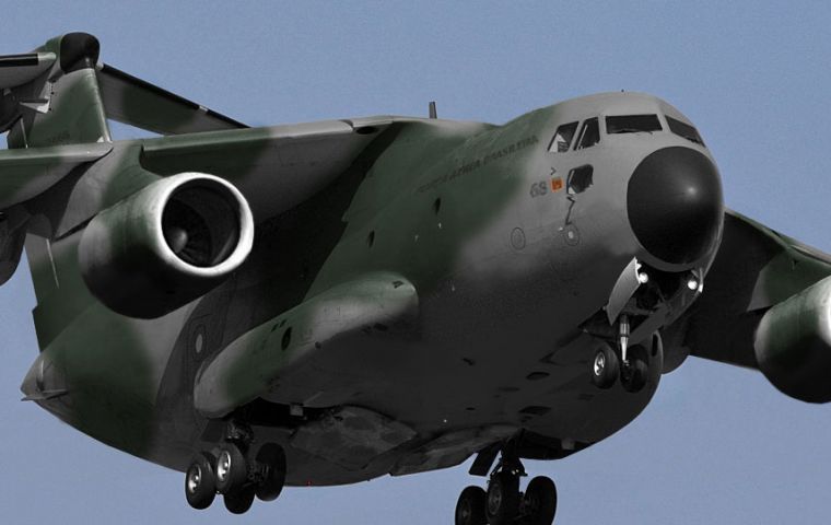 KC-390 military air transport developed jointly with Argentina, Chile and Colombia 