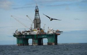 The Leiv Eiriksson oil rig currently operating to the south of the Falklands  