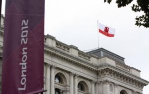 The flag can be seen from Whitehall and Downing Street