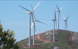 Wind turbines in Uruguay hills and along the British coastline 