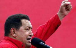 Chavez and his red shirts during a massive demonstration of support 