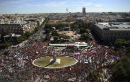Demonstrators from all over Spain filled the centric Plaza Colon and surrounding streets