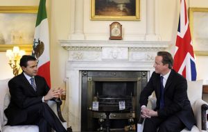 Peña Nieto and PM Cameron at 10 Downing Street during the very “positive” meeting