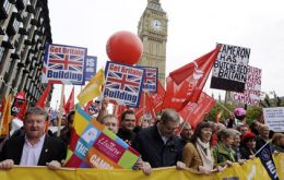 Protestors march in Central London. (Photo EPA)