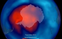 NASA images of the ozone hole over Antarctica 