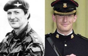 Colonel ‘H’ Jones killed in combat in the Falklands and his son, Brigadier Rupert Jones 