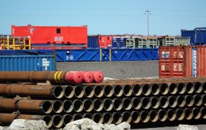 Thousands of tons of equipment relocated in Stanley to supply the “Ocean Guardian” (Photo: S. Luxton)