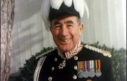 The loyal friend of the Falklands with his governor’s plumed hat 