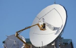 C&W earth station at Stanley, Falklands 