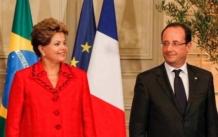 The Brazilian president and his peer Hollande had to take time to talk about the allegations during a press conference 