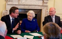 The Queen sat at PM’s chair next to Cameron and Hague  