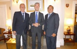 Toto da Silveira, Governor Nigel Haywood and Ruben Sosa at Government House reception 