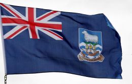 The Falkland Islands flag and crest 