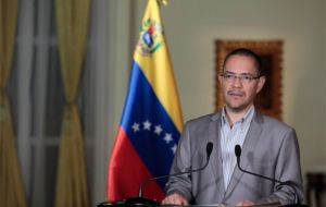 Communications minister Ernesto Villegas went on Sunday on national television to giver a brief report on Chavez’ health condition
