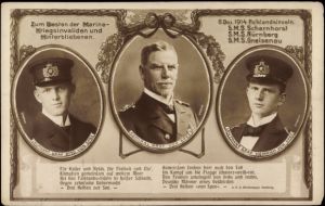 Maximilian von Spee and his two sons went down with all the squadron; only SMS Dresden managed to escape 