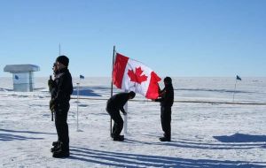 A Canadian flag pays homage to the dead crew { Photo By : Blaise Kuo Tiong, NSF}
