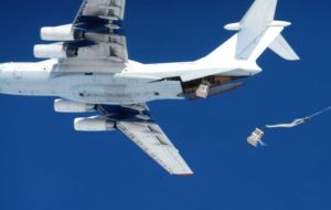 The Russian Ilushyn delivering provisions by parachute 