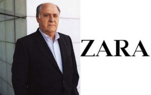 Amancio Ortega, owner of Zara fashion chain figures in third place with 57bn dollars 