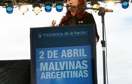 Cristina Fernandez said 91 Malvinas war relatives support the initiative    