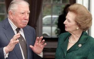 The Baroness with close friend and provider of great support during the Falklands’ war  