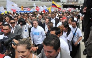 An estimated 150.000 people took to the streets calling for an end of decades or armed conflict