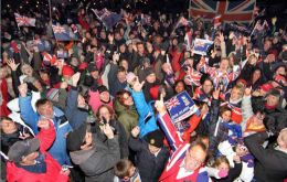 Falkland Islanders celebrate the March 10/11 referendum results 