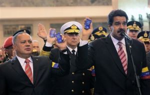 The head of the National Assembly Cabello, Defence minister Molero and president Maduro