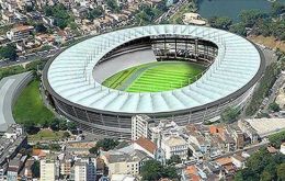 The Salvador stadium, one of the six which President Rousseff proudly christened 