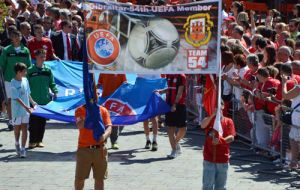 GFA registered players and officials assembled at the Piazza before the parade (gibnews.net)