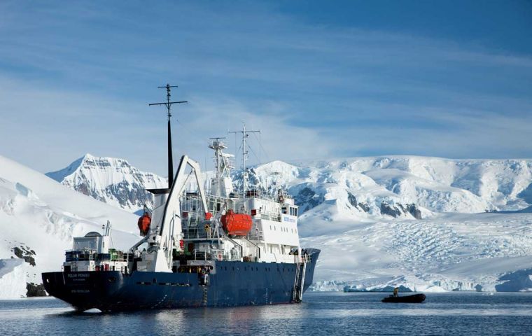 The expedition ship Polar Pioneer is an ice-strengthened vessel that provides simple and comfortable polar cruises to Antarctica.