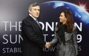 Argentine president Cristina Fernandez attended the meeting which then PM Gordon Brown wanted a successful outcome of the summit 