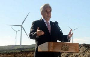 The Chilean president during the ceremony 