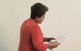 Rousseff arrives at a news conference after the ministerial meeting in Brasilia  