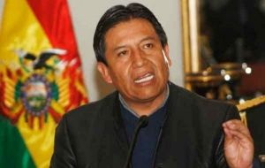 Foreign minister David Choquehuanca made the announcement