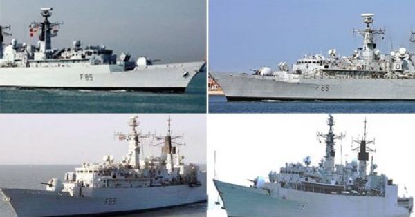 Four decommissioned Royal Navy Type 22 frigates en route to the scrap ...