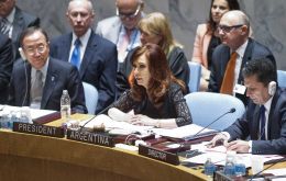 The Argentine president arrived 25 minutes late to open the Security Council debate