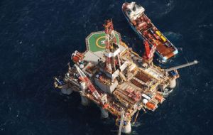 Desire’s Ocean Guardian was the first rig to arrive in the Falklands in 2010 for the current exploration round   