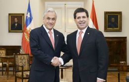 Piñera and Cartes during the private meeting in Government House, La Moneda Palace  
