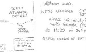 The map was drawn at the top the message in the bottle