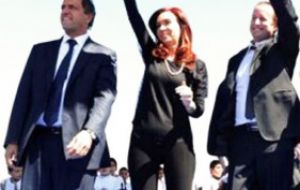 The Argentine president in her controversial tights during the reopening of a recreational centre