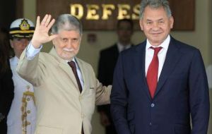 Brazil’s Celso Amorim and Russia's Defence Minister Shoigu (Pic AFP)