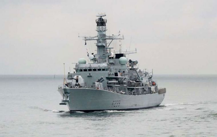 HMS Richmond entering at Tristan da Cunha