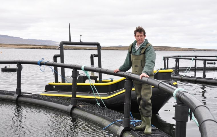 Simon at the pilot farm facility in Fitz Roy 