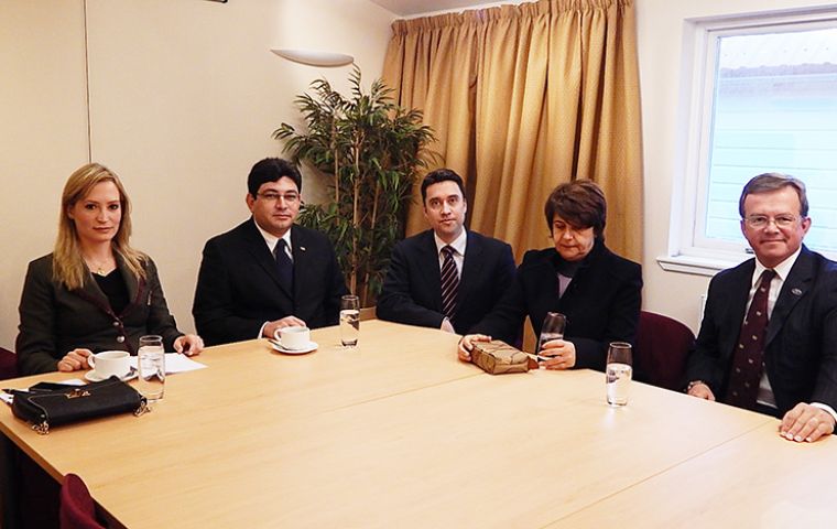 Brazilian visitors Clarita Maia Simon, Joanisval Brito Goncalves, Gustavo Bernard, Célia de Morais, Andrew Ford FCO