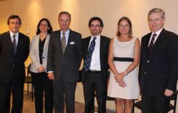 Ambassador Benjamin with the Chilean ministers 