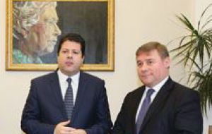 Minister Francois (R) with Chief minister Fabian Picardo 