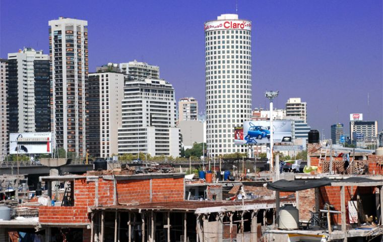 One of many shanty towns ('misery villages') in Argentine main cities including downtown Buenos Aires 