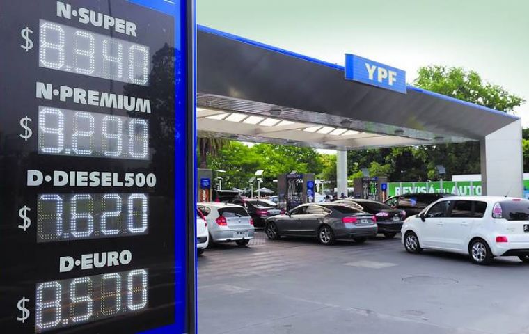Fuel prices in Argentina have been steadily climbing closer to international references   